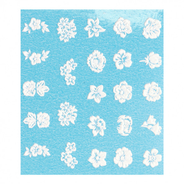 PEGATINAS AL AGUA EN RELIEVE WHITE FLOWERS-Pegatinas al agua en relieve-1-by-Fantasy-Nails