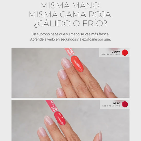 Avance de la Lección 11: la misma mano con un rojo cálido y un rojo frío, lado a lado